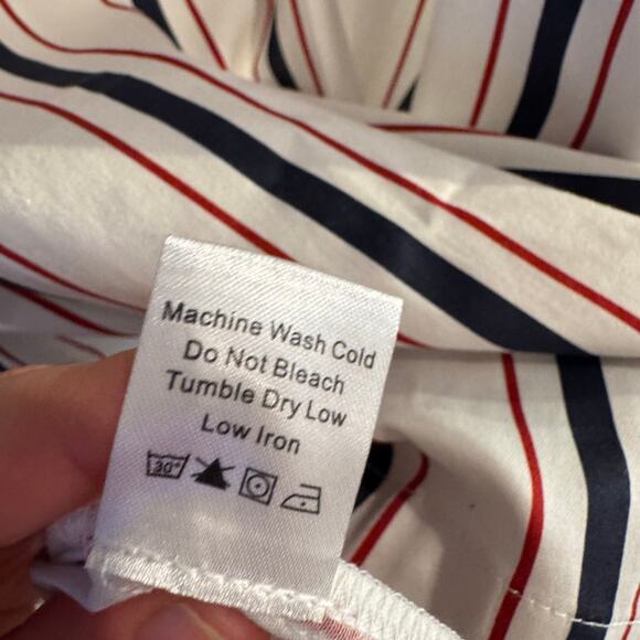 Tuckernuck Shirt Dress White Striped Collared Pocket Pullover Sleeveless Sz XL - Picture 5 of 7